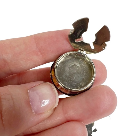 Handmade Round Orange Faux Agate Stone Button Covers & Pierced Earrings - Picture 4 of 9